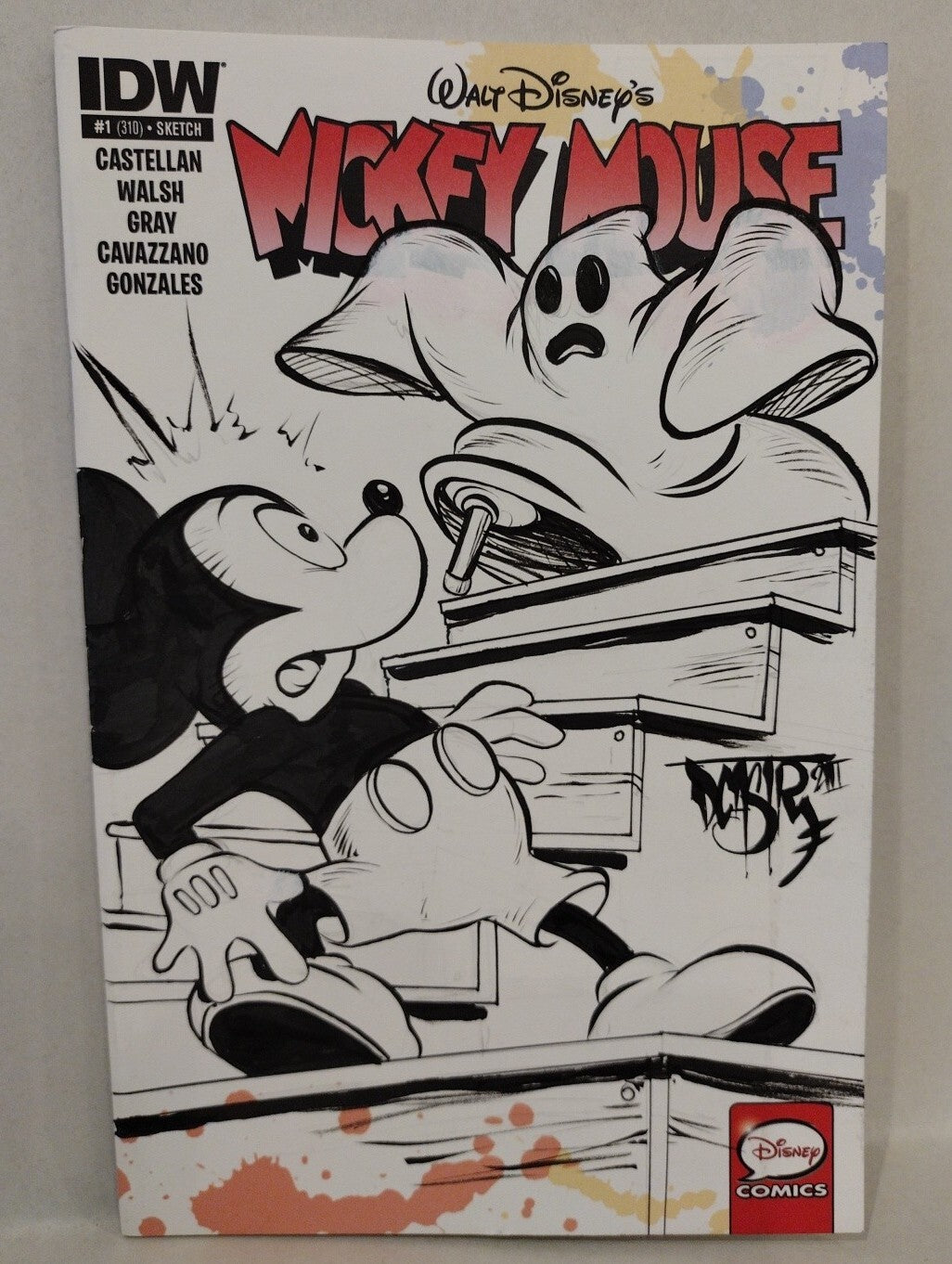 Walt Disney's Mickey Mouse #1 (2015) IDW Blank Sketch Comic Cover w Original Art