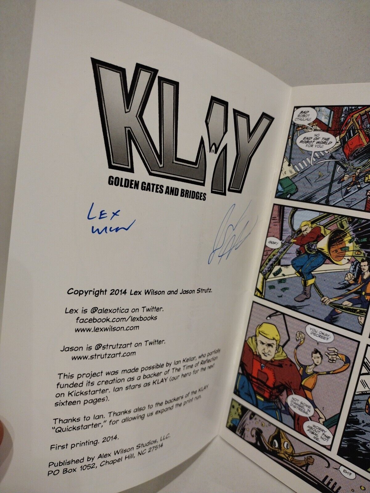 Klay #1 (2014) Ashcan Comic Signed Lex Wilson Jason Strutz