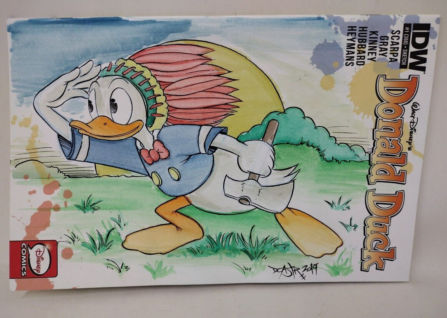 Donald Duck#1 (2015) IDW Blank Variant Comic With Original DCastr Watercolor Art