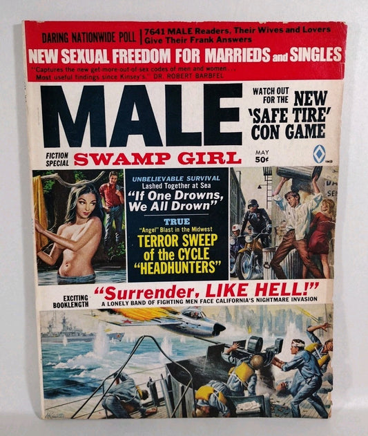 Male Magazine (May 1969) Vol 19 #5 Swamp Girl Sexual Freedom Surrender Like Hell