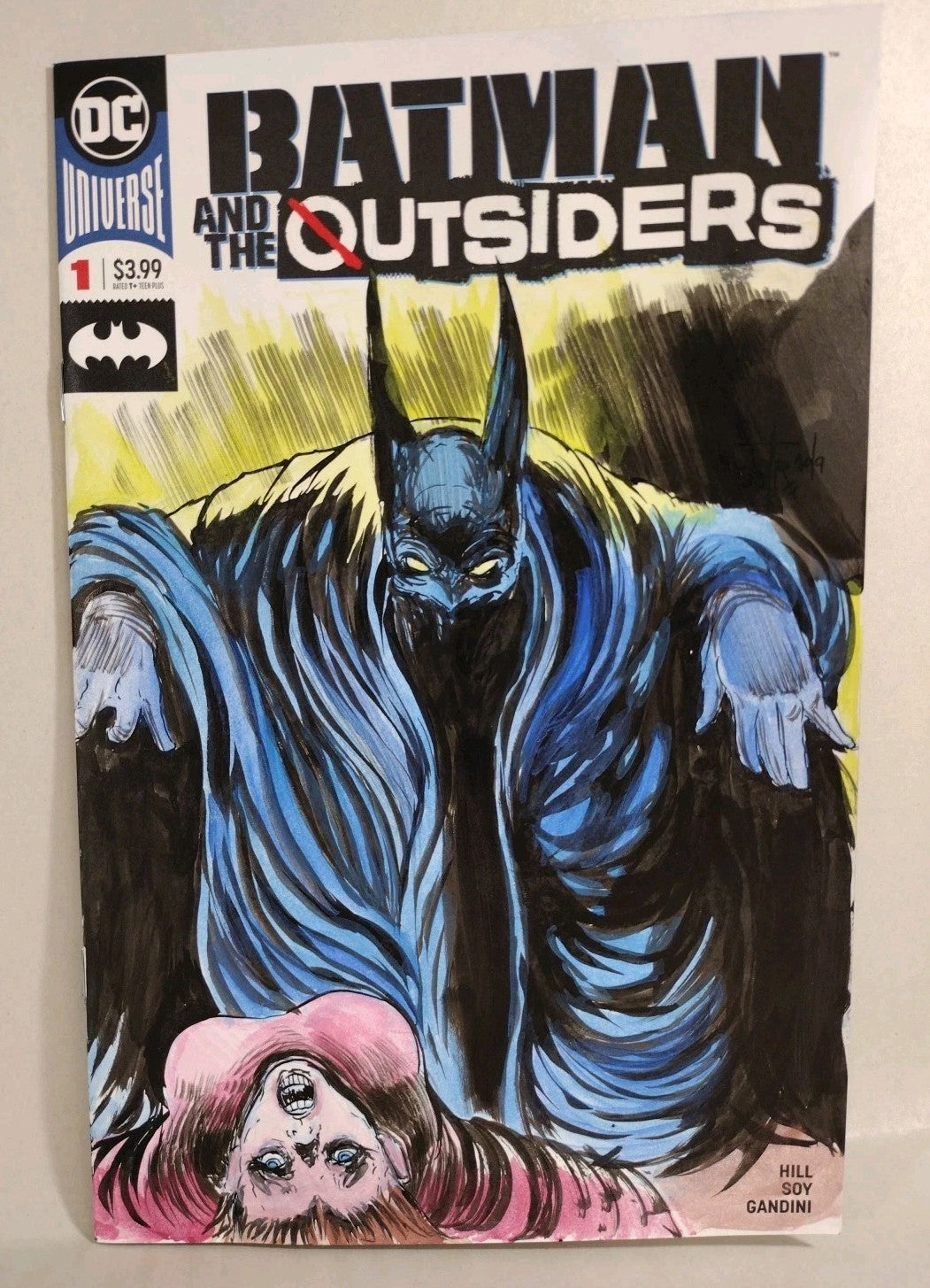 BATMAN AND THE OUTSIDERS #1 Blank Variant Cover Comic W Original Art Dave Castr