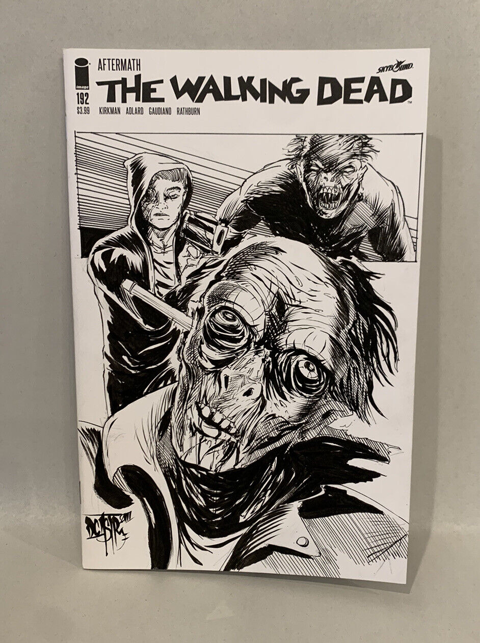 WALKING DEAD #192 Blank Sketch Cover Comic 2019 w Original Dirt Art Dave Castr