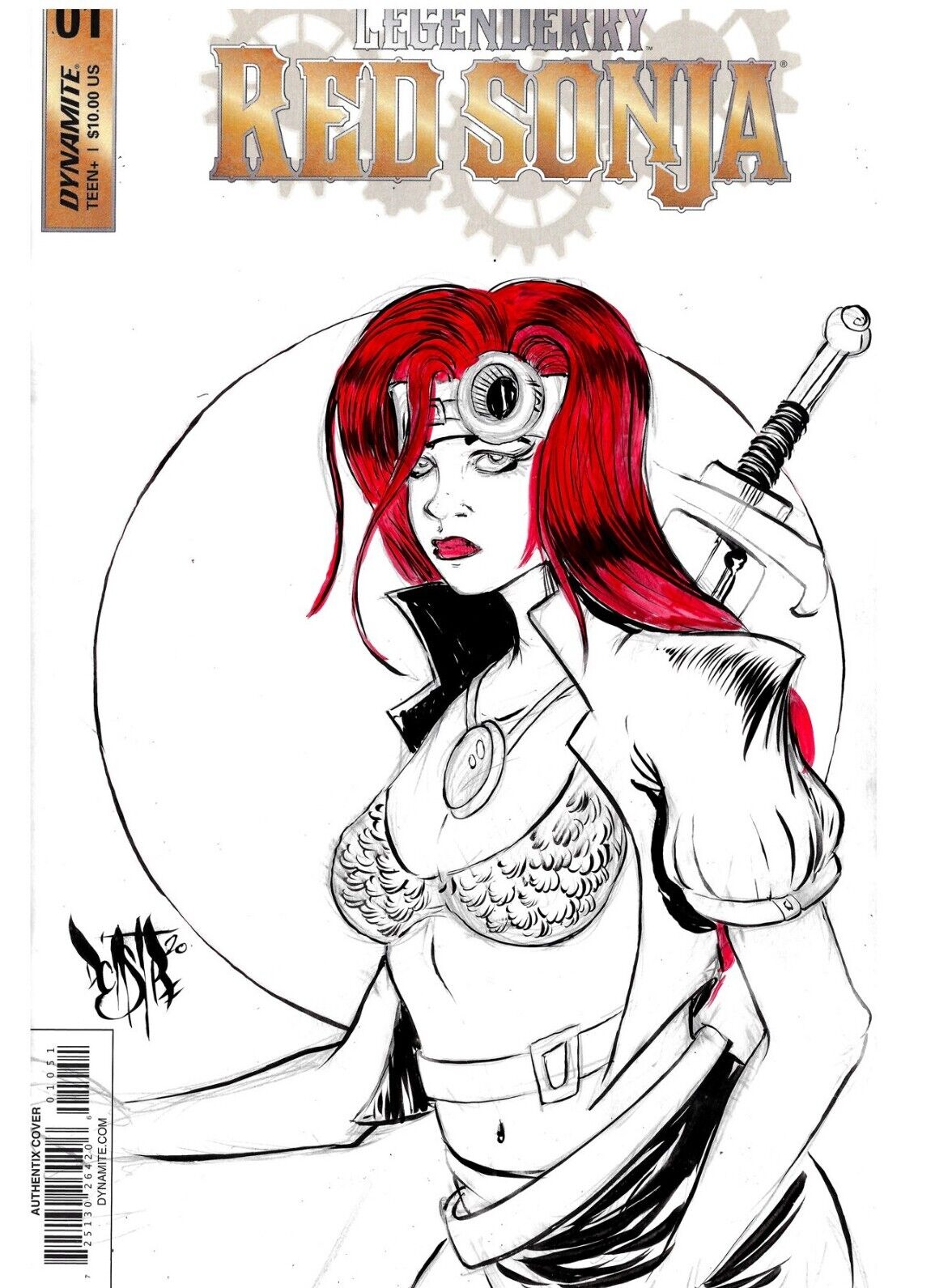 Legenderry Red Sonja #1 (2018) Sketch Cover Variant W Original Dave Castr Art