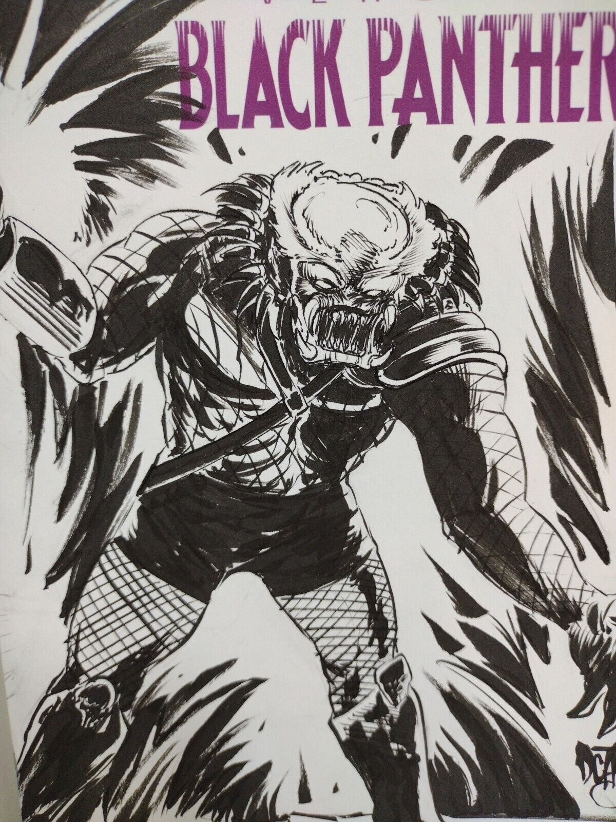 Predator Versus Black Panther (2024) Marvel Sketch Cover W Original DCastr Art