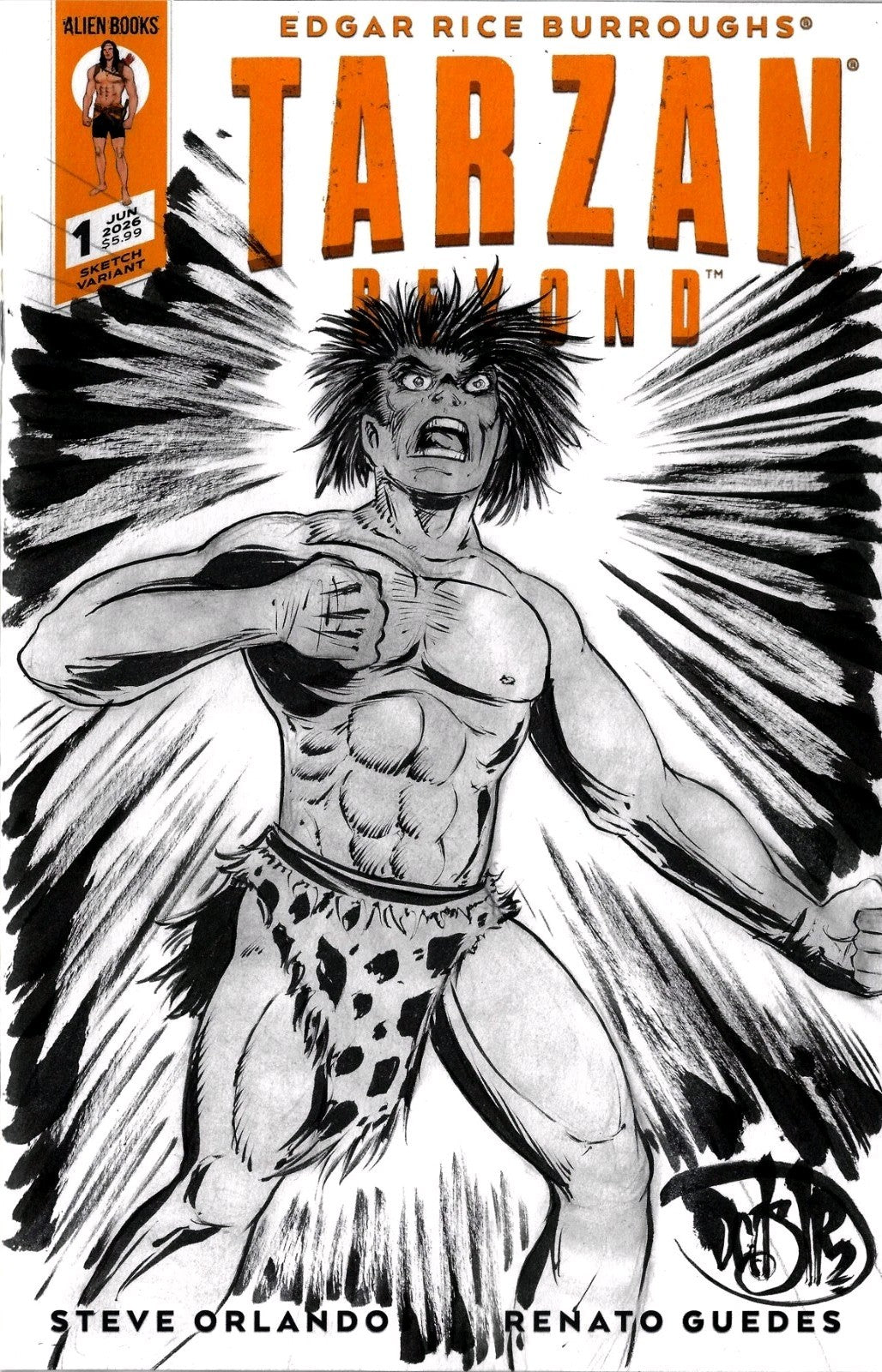 Tarzan Beyond #1 (2026) Alien Books Sketch Cover W Original Dave Castr Art