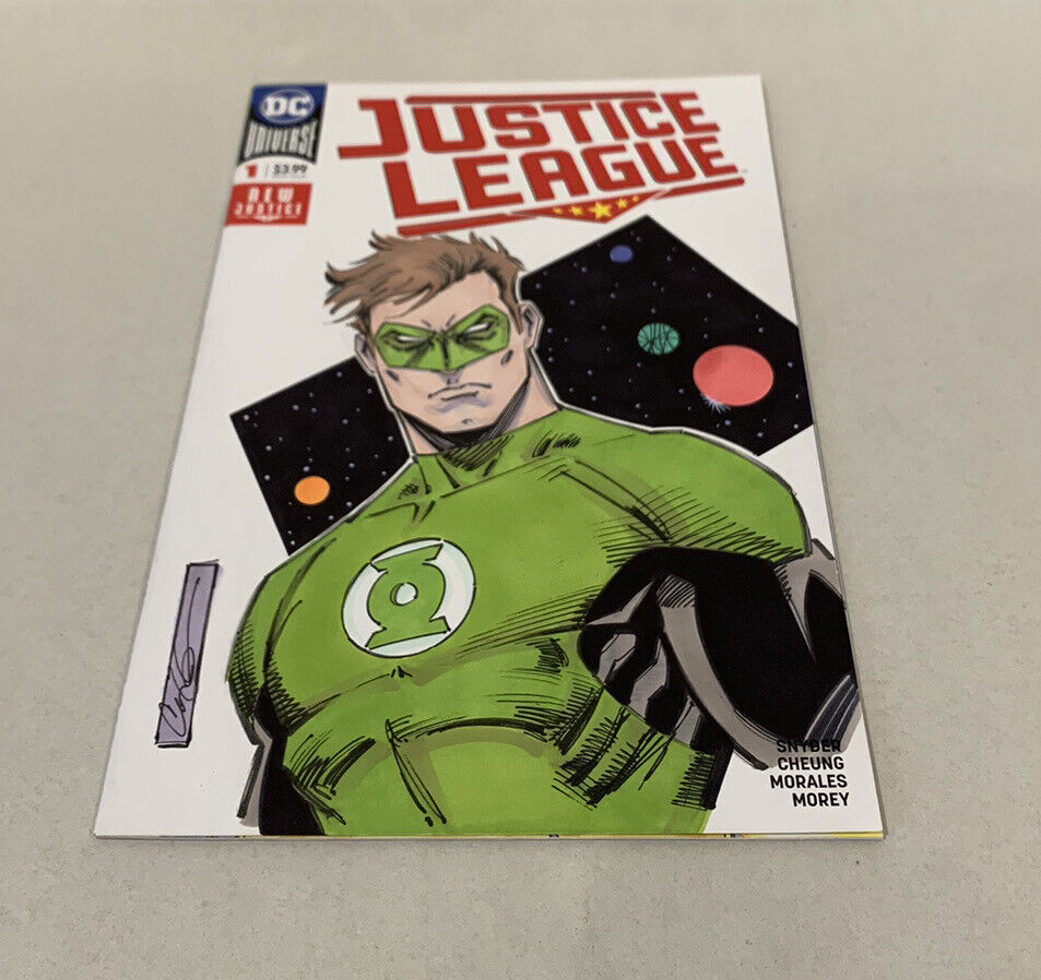 JUSTICE LEAGUE #1 Blank Cover Variant DC Comic w Original CORY HAMSCHER Art COA