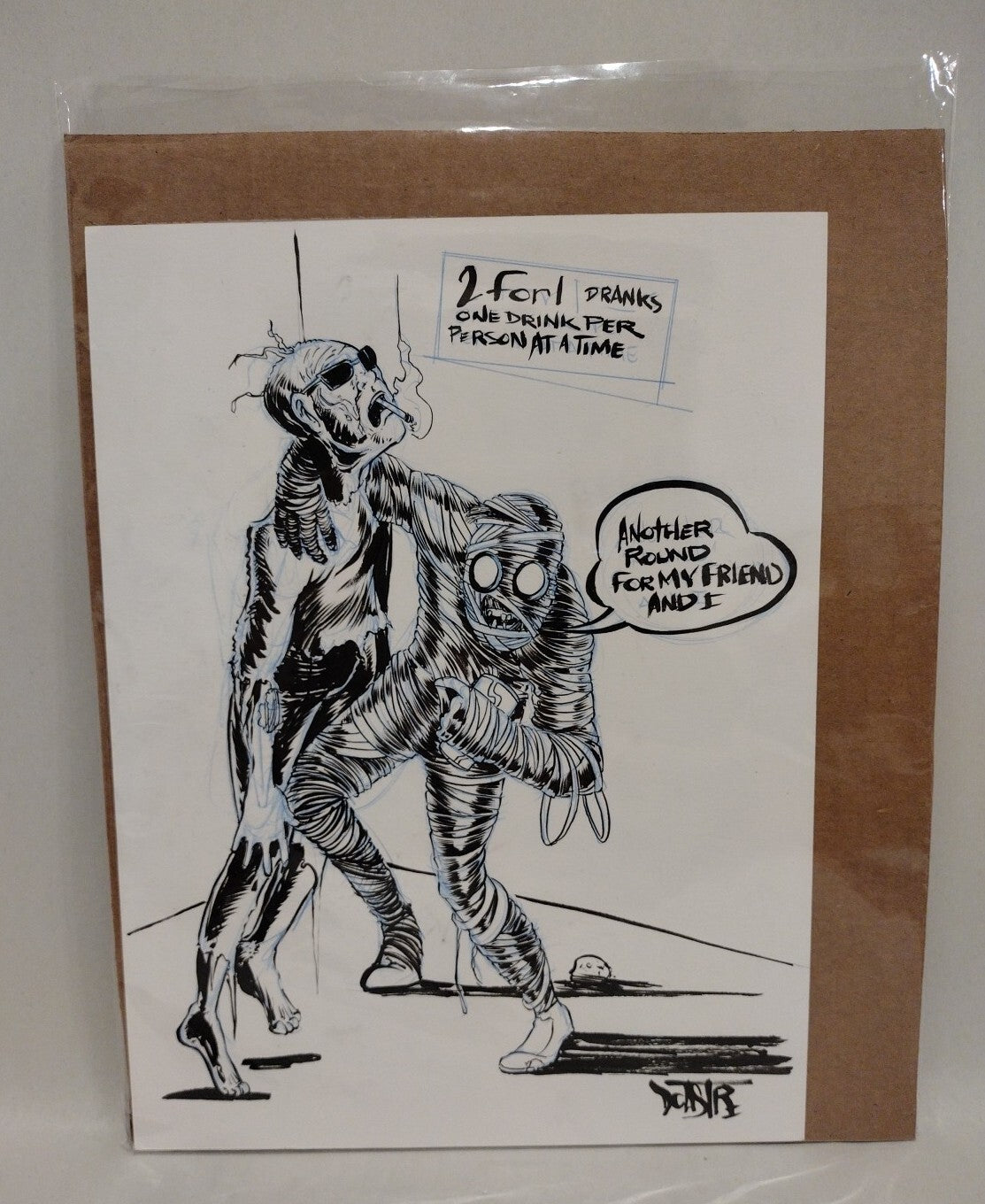 Potato Mummy 9 x 12" Original Dave Castr Ink Illustration Art W ARG COA #65