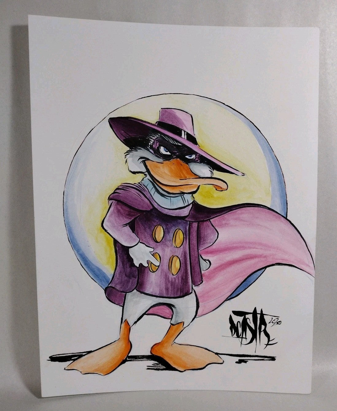 Darkwing Duck (2020) Original 9 X 12" DCastr Watercolor Fan Art W COA 96