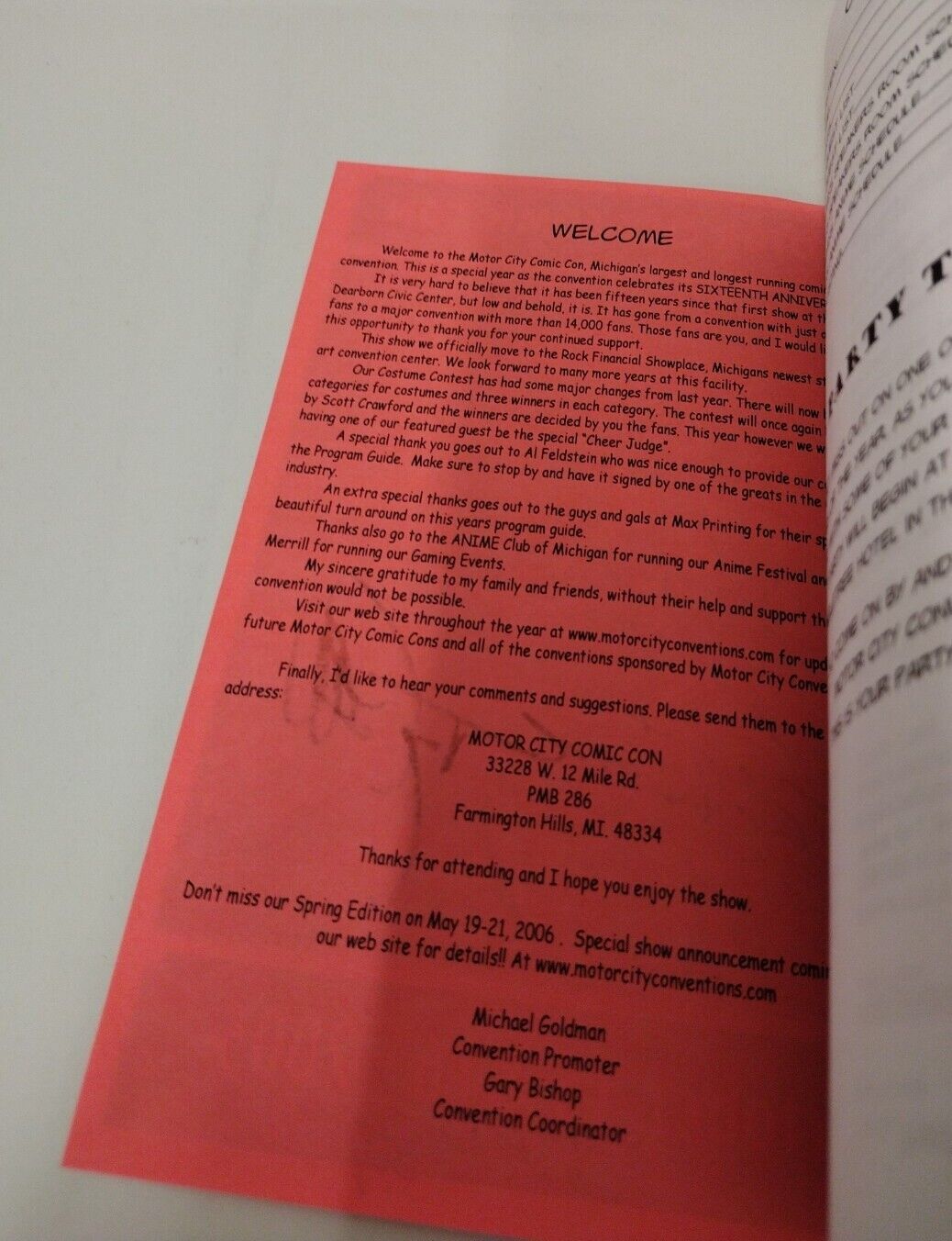 Motor City Comic Con 2005 Program 5x Signed Al Feldstein Locke Kaniuga Pulido +