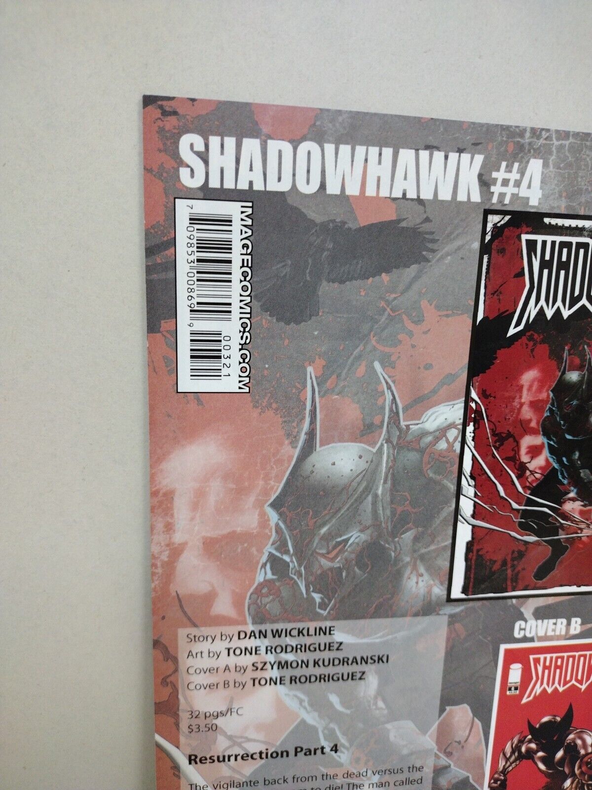 Shadowhawk (5th Series) #3 Cover B Image Resurrection (2010) Shadowline Comic NM