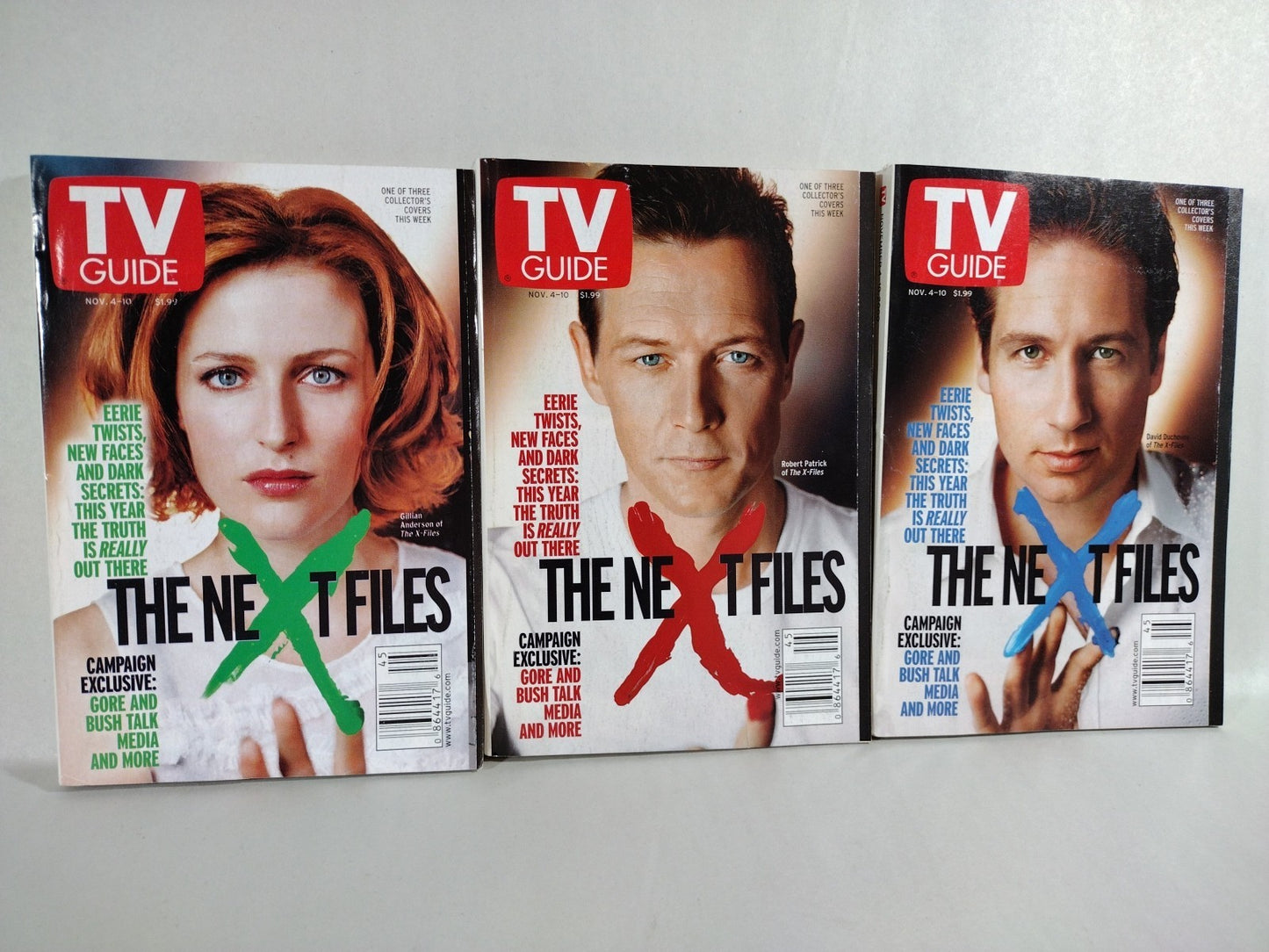 3 TV Guides Variant  X-Files Covers Nov 4th 2000 Gillian Anderson David Duchovny