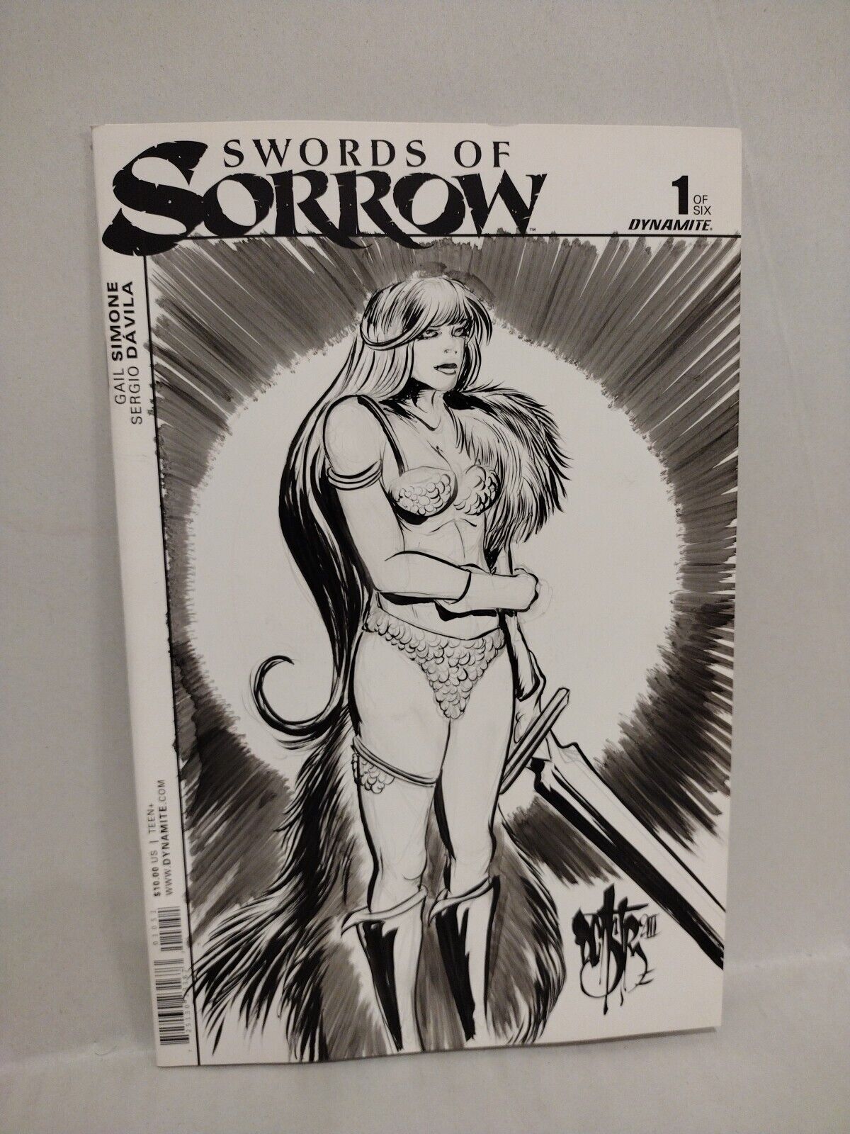 Swords Of Sorrow 1 Dynamite 2015 Sketch Variant Comic W Original Dave Castr Art