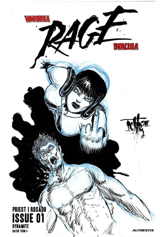 Vampirella Dracula Rage 1 (2023) Dynamite Sketch Cover W Dave Castr Original Art