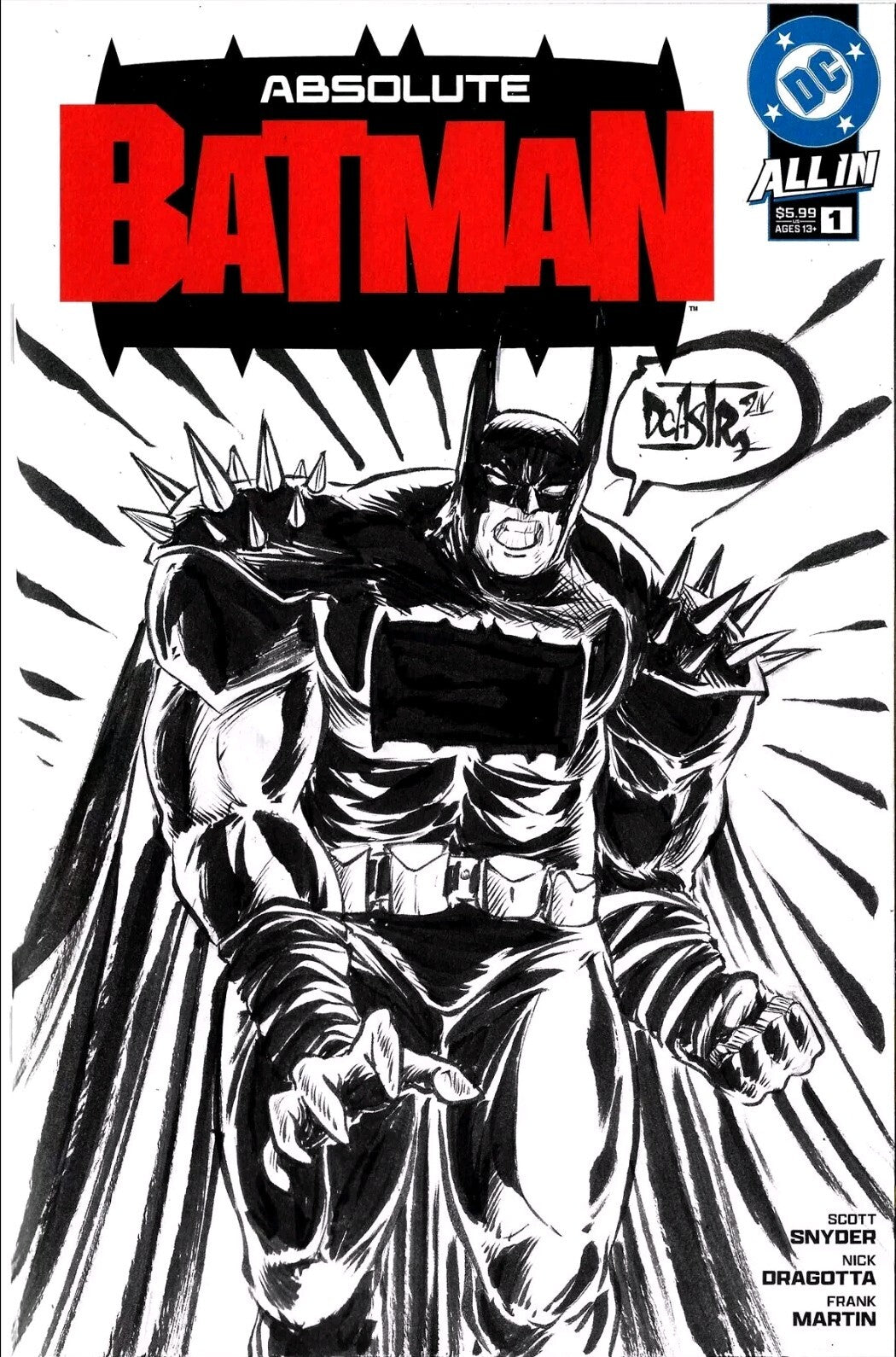 Absolute Batman 1 (2024) DC Comic Sketch 4th Variant Cover W Original DCastr Art