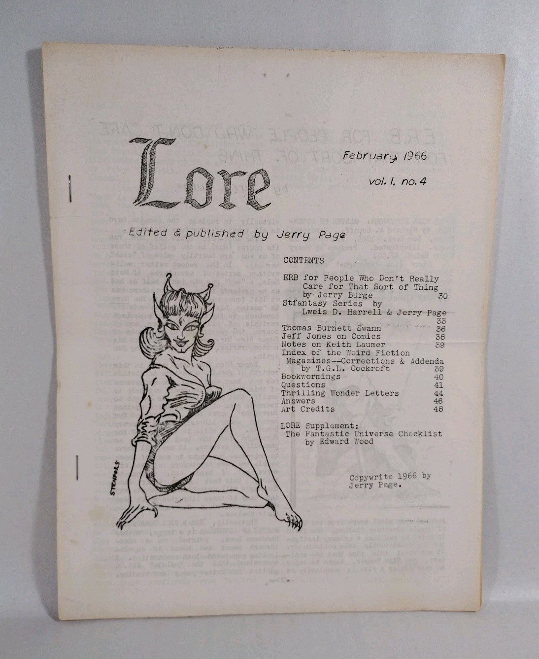 Lore (1966) Jerry Page Fanzine Lot #4 5 6 8 9 Early Jeffery Jones Art