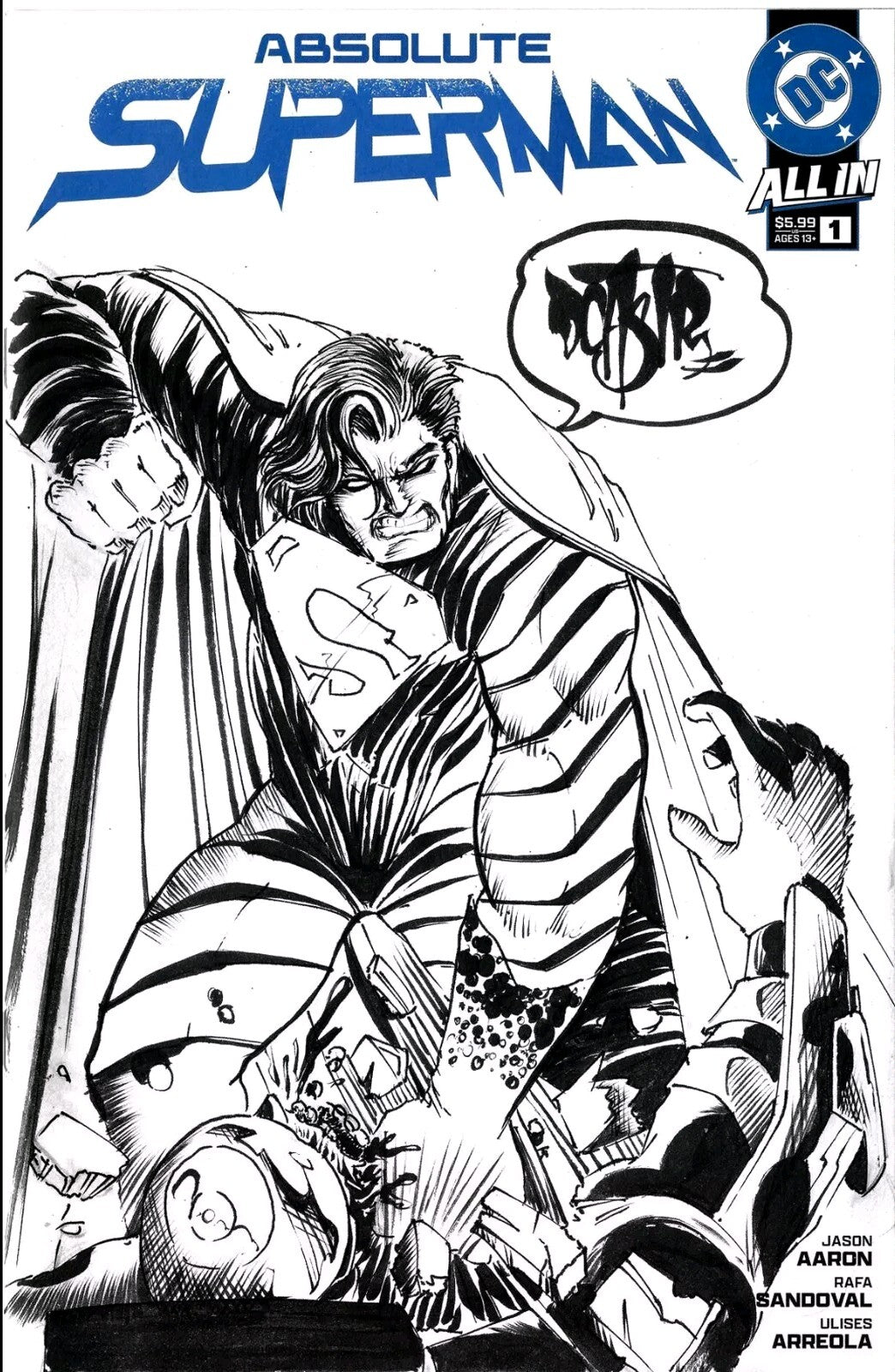 Absolute Superman 1 (2024) DC Comic Sketch Variant Cover W Original DCastr Art