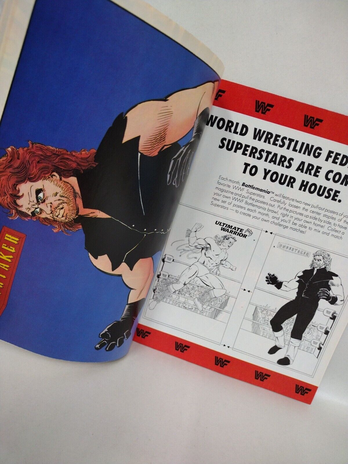 WWF Battle Mania (1991) Valiant Comic Magazine Lot Set #1 &2 W Poster Inserts