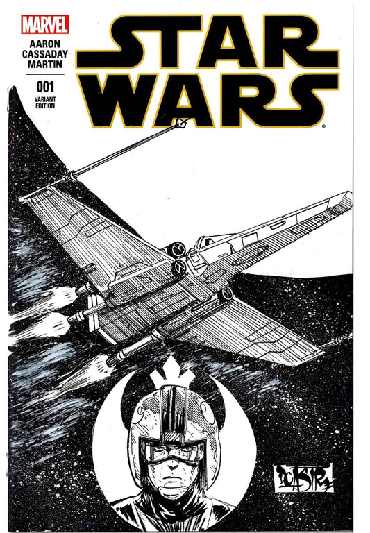 Star Wars 1 (2015) Marvel Blank Cover Variant W Original X-Wing Dave Castr Art