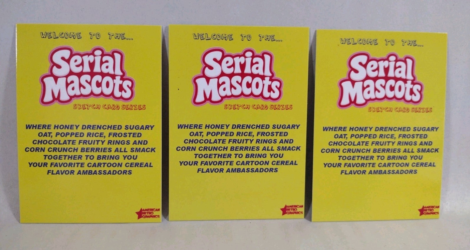 Serial Mascots (2026) American Retro Graphics Blank Sketch Card Lot Of 3