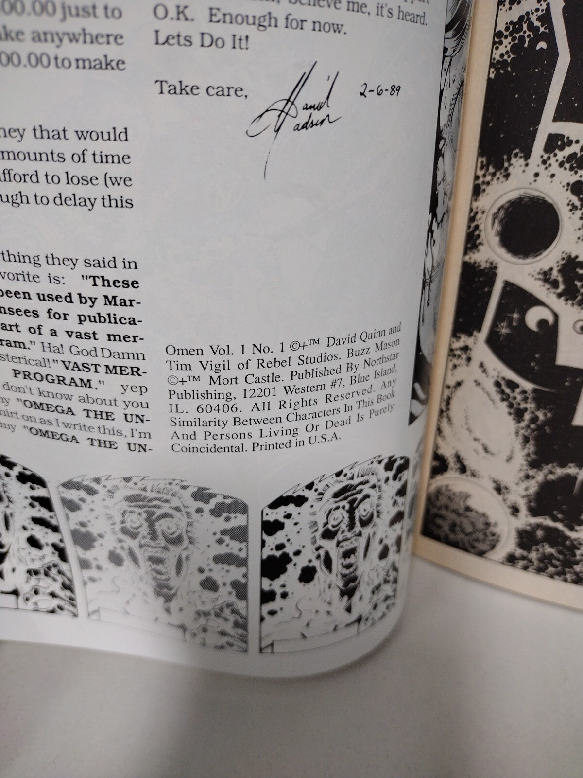 Omen (1989) Complete Northstar Comic Set #1 2 3 Tim Vigil David Quinn Sci-Fi