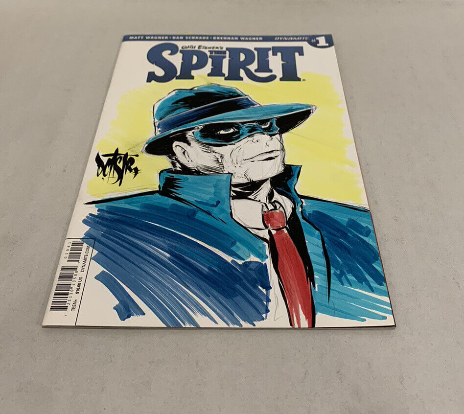 The Spirit #1 Blank Sketch Variant Cover Comic 2015 W Original Art Dave Castr