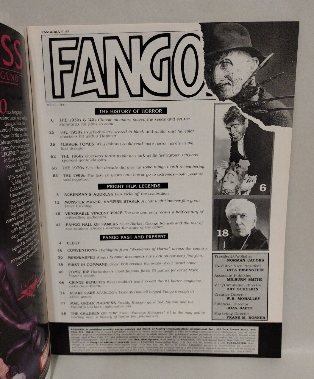 Fangoria Magazine 100 (1991) History Of Horror Fango Hall Of Fame Angus Scrimm