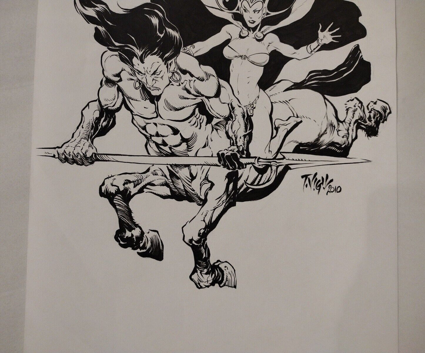 Original Tim Vigil Moon Maid & Centaur Inked Illustration 11 X 14 Signed