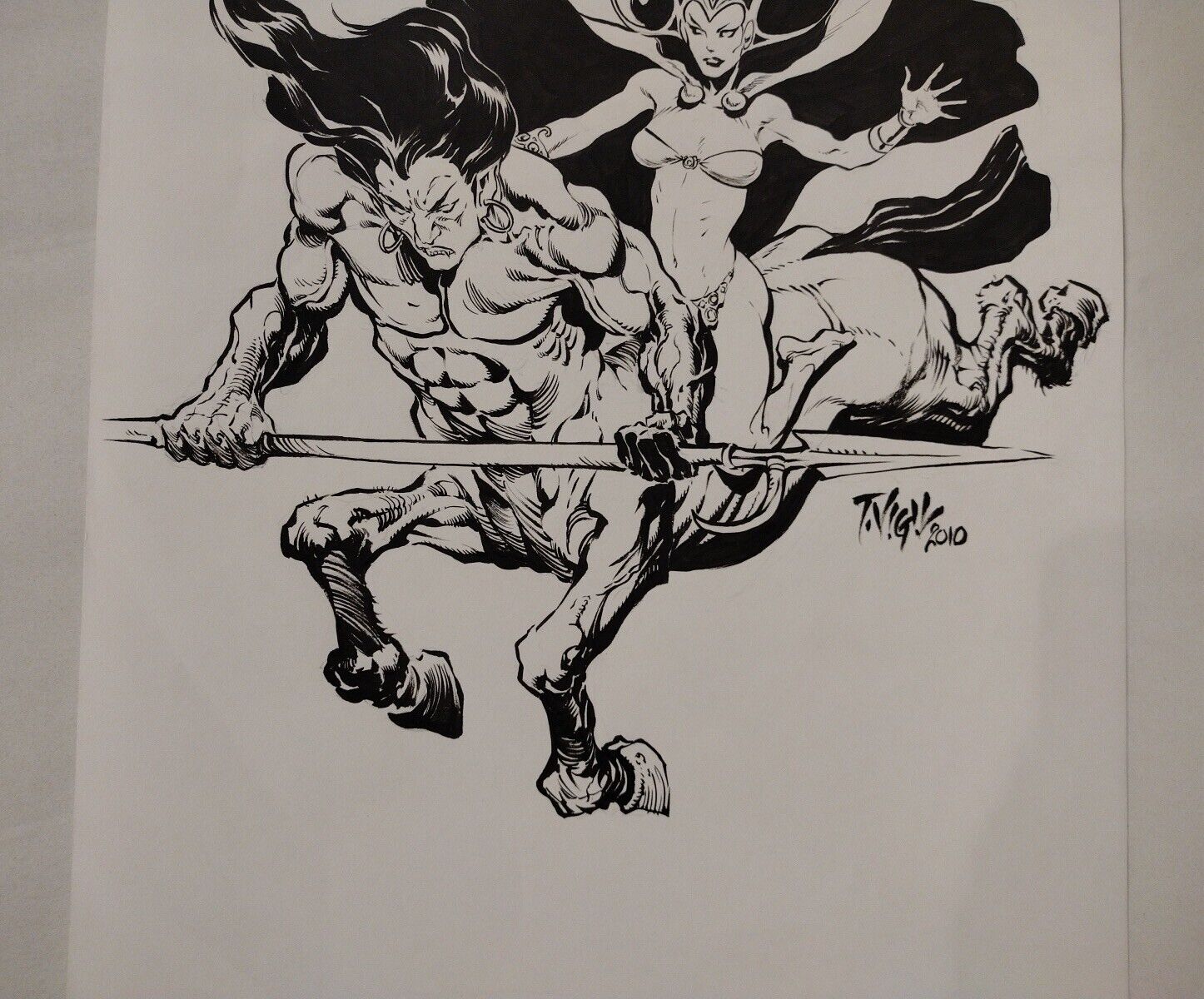 Original Tim Vigil Moon Maid & Centaur Inked Illustration 11 X 14 Signed