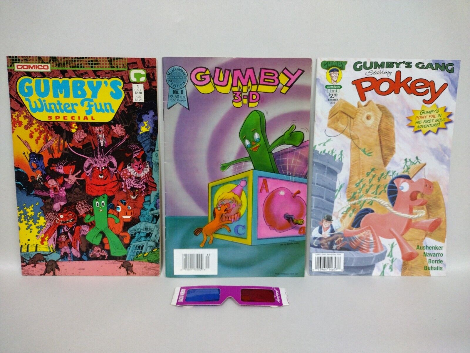 Gumby Comic Lot Of 3 Winter Fun Special 3-D W Glasses Gumby's Gang Pokey #1