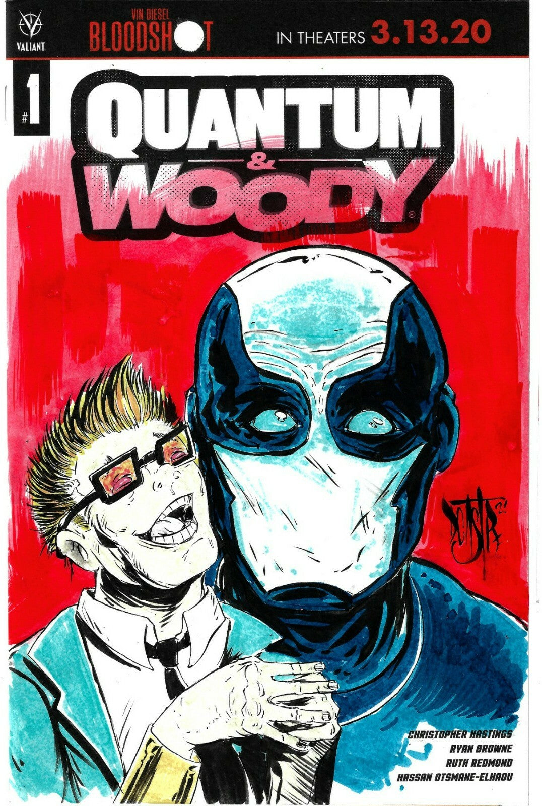 Quantum & Woody 1 Valiant 2020 Sketch Cover Variant Comic W Original DCastr Art