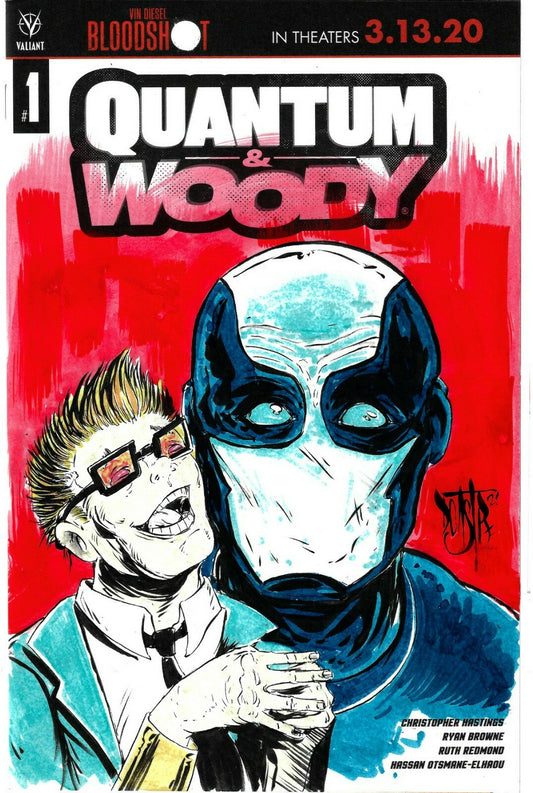 Quantum & Woody 1 Valiant 2020 Sketch Cover Variant Comic W Original DCastr Art