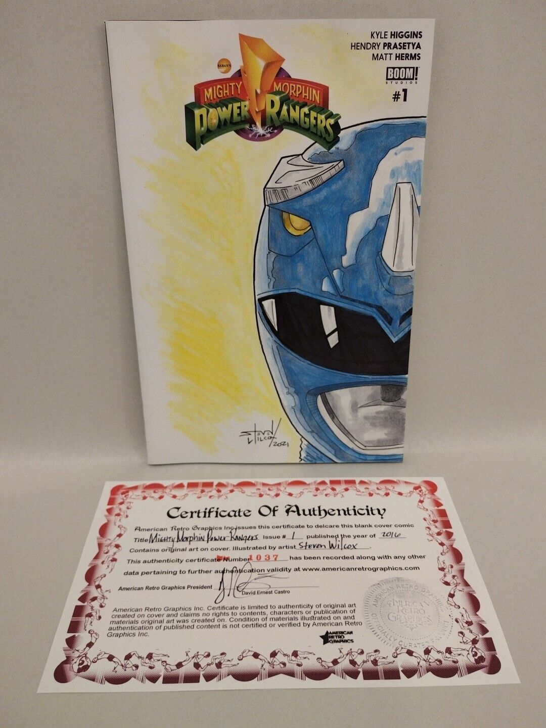 Mighty Morphin Power Rangers 1 Comic W Original Blue Ranger Art Steven Wilcox