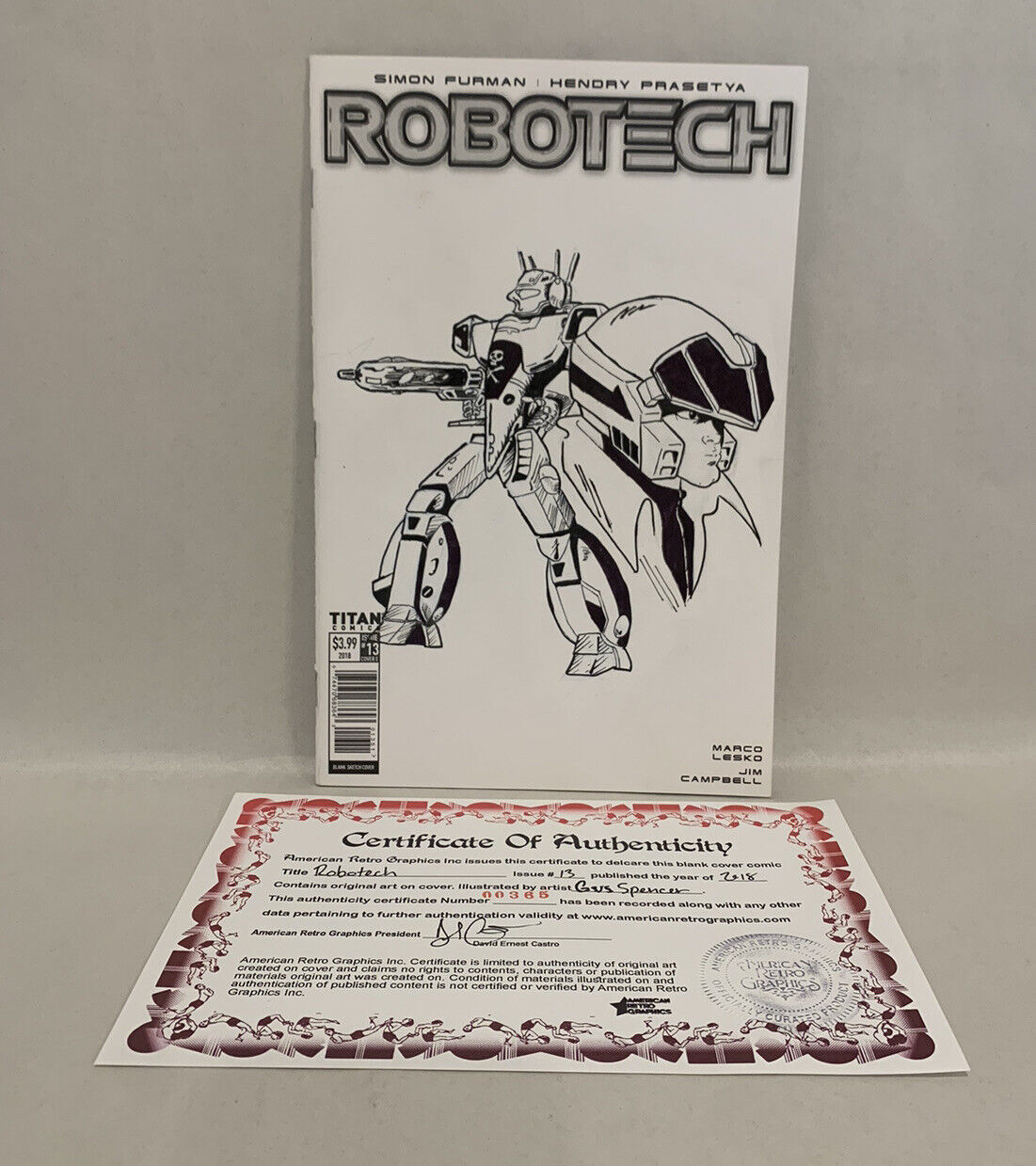 ROBOTECH #13 Blank Variant Cover Comic 2018 W Original Art GUS SPENCERG542