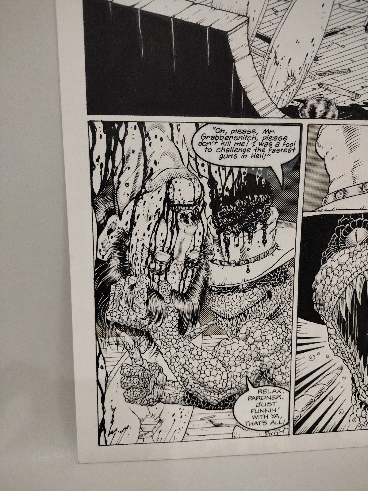 Original Joe Vigil Gunfighters In Hell Comic Art Pg 4 Issue 2 Pasted Letters