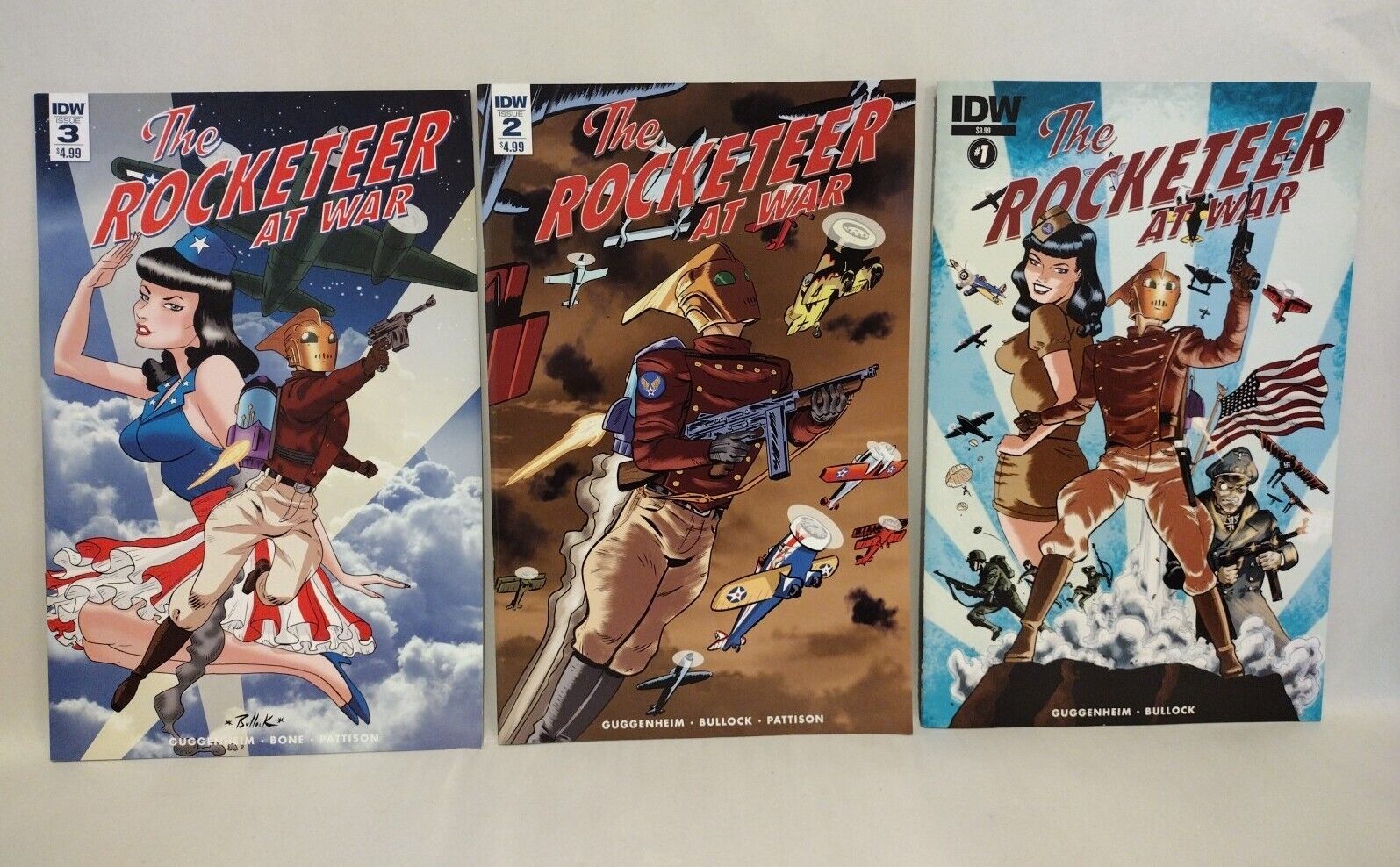 Rocketeer At War (2015) IDW Comic Lot Set #1 2 3 Marc Guggenheim Dave Bullock NM