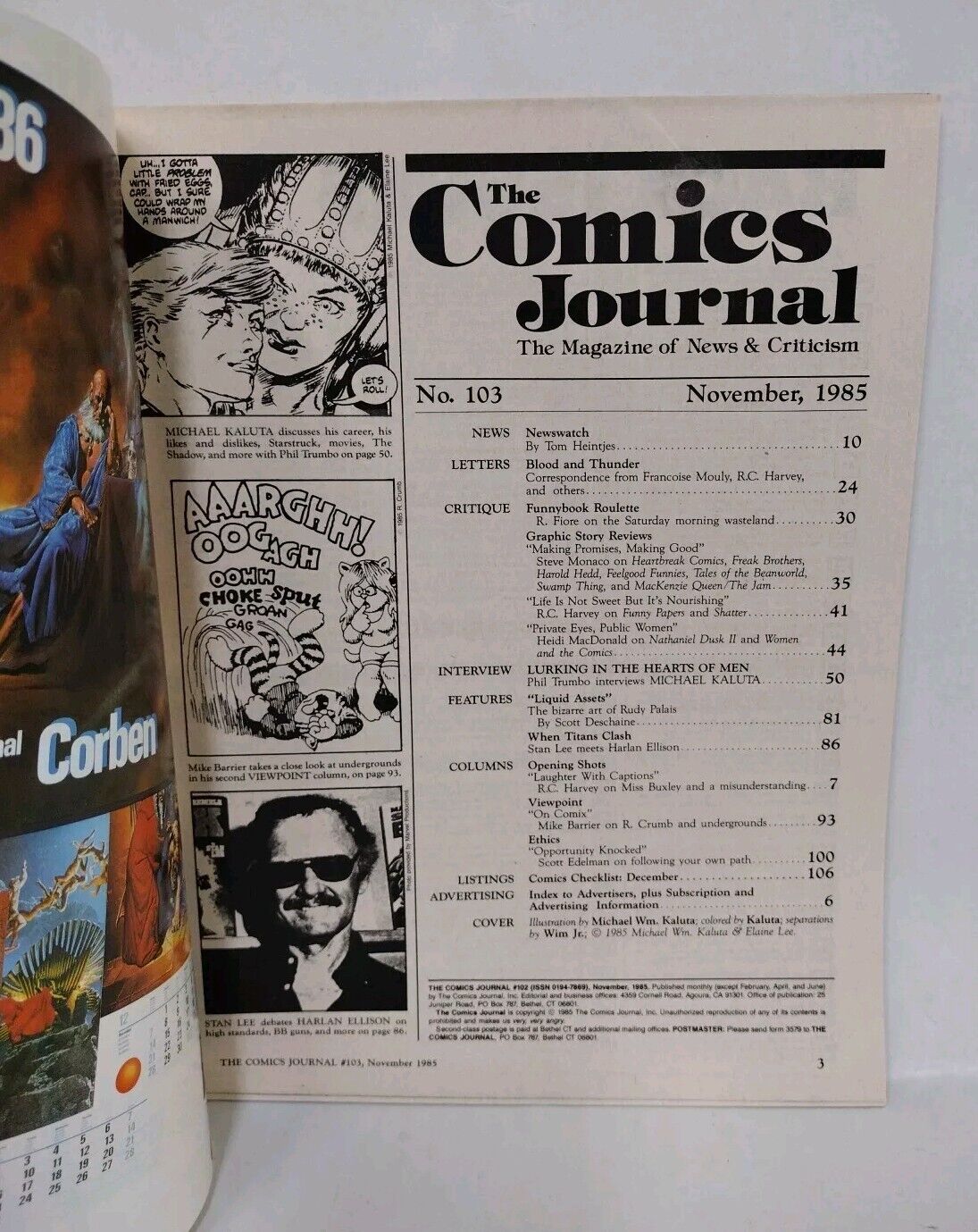 Comics Journal Magazine #104 (1985) Michael Kaluta Starstruck Shadow Interview 