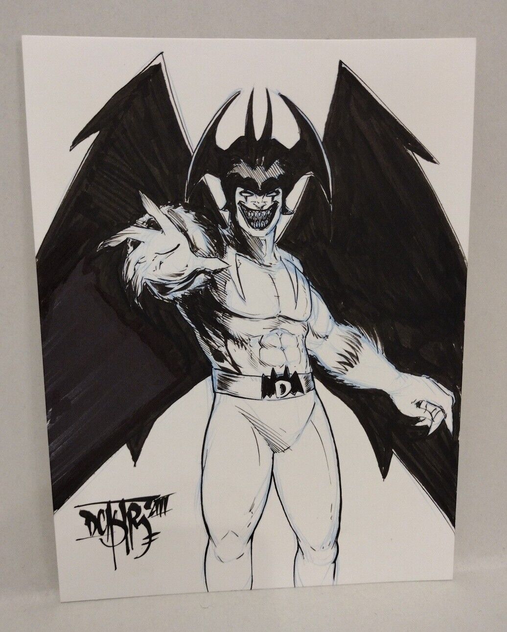 Original Comic Horror Art "Devilman" By Dave Castr W American Retro Graphics COA