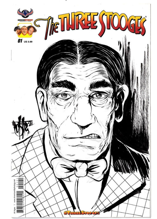 The Three Stooges #1 (2016) Sketch Cover Variant W Original Dave Castr Shemp Art