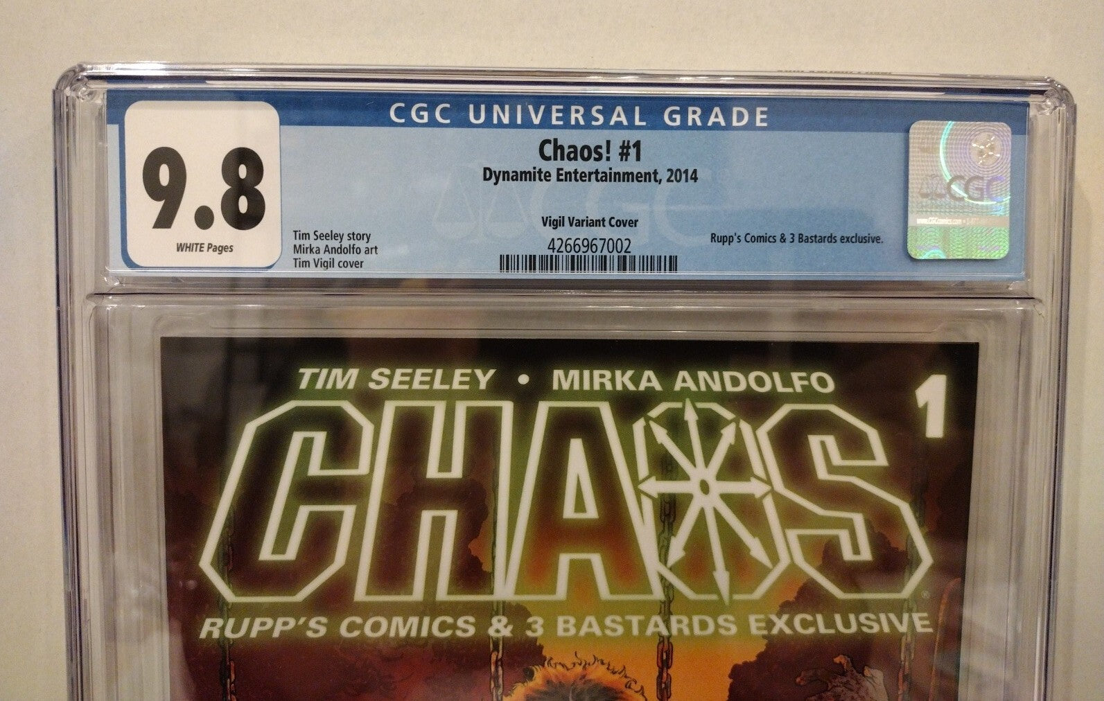 CHAOS 1 (2014) Rupps Exclusive Tim Vigil Evil Ernie Variant Cover 1/500 CGC 9.8
