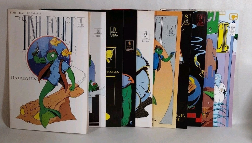 FISH POLICE (1986) Fishwrap Comic Lot #1 2 3 4 5  7 8 9 10 Special 1 Hairballs