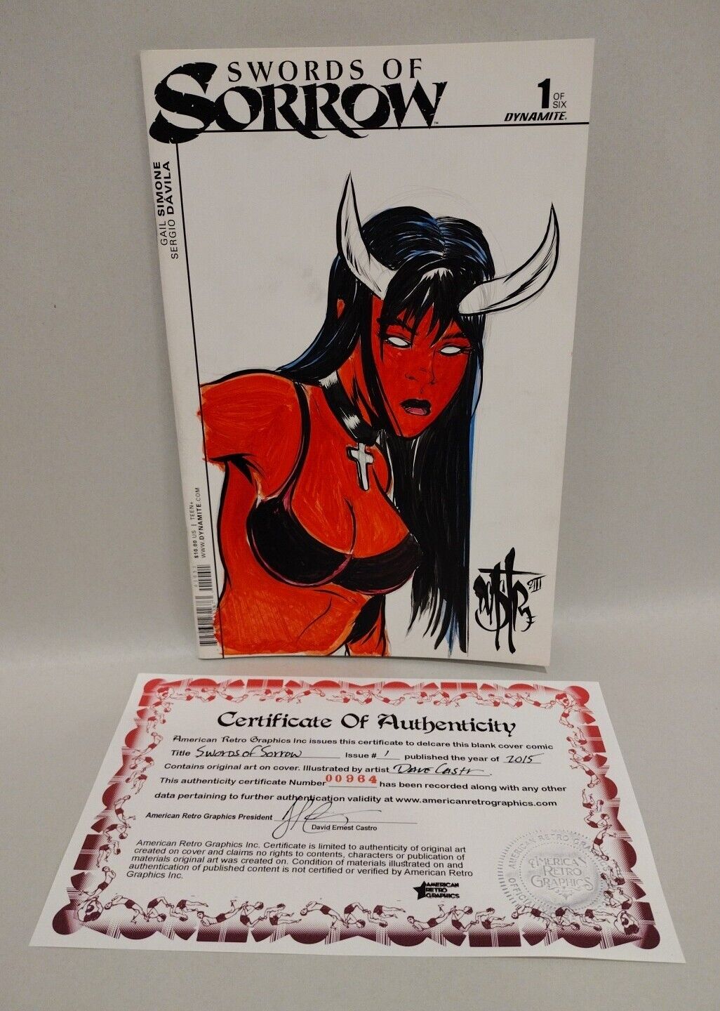 Swords Of Sorrow 1 Dynamite 2015 Sketch Variant Comic W Original Dave Castr Art