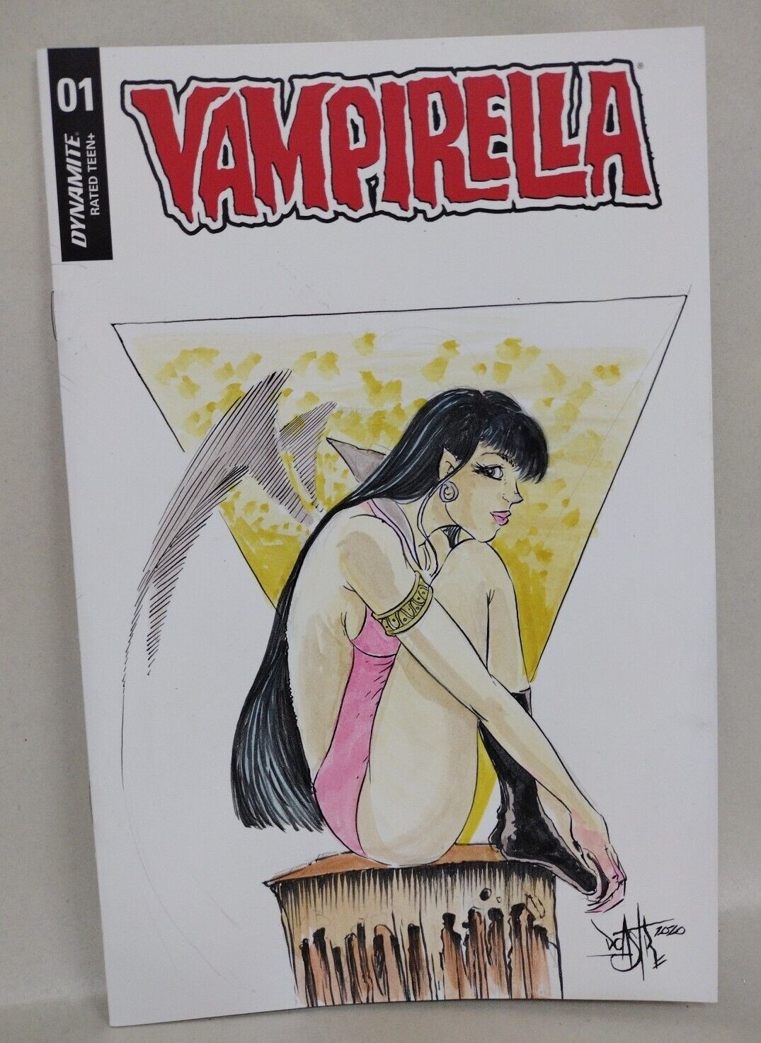 Vampirella #1 (2018) Dynamite Sketch Variant Comic W Original Dave Castr Art COA