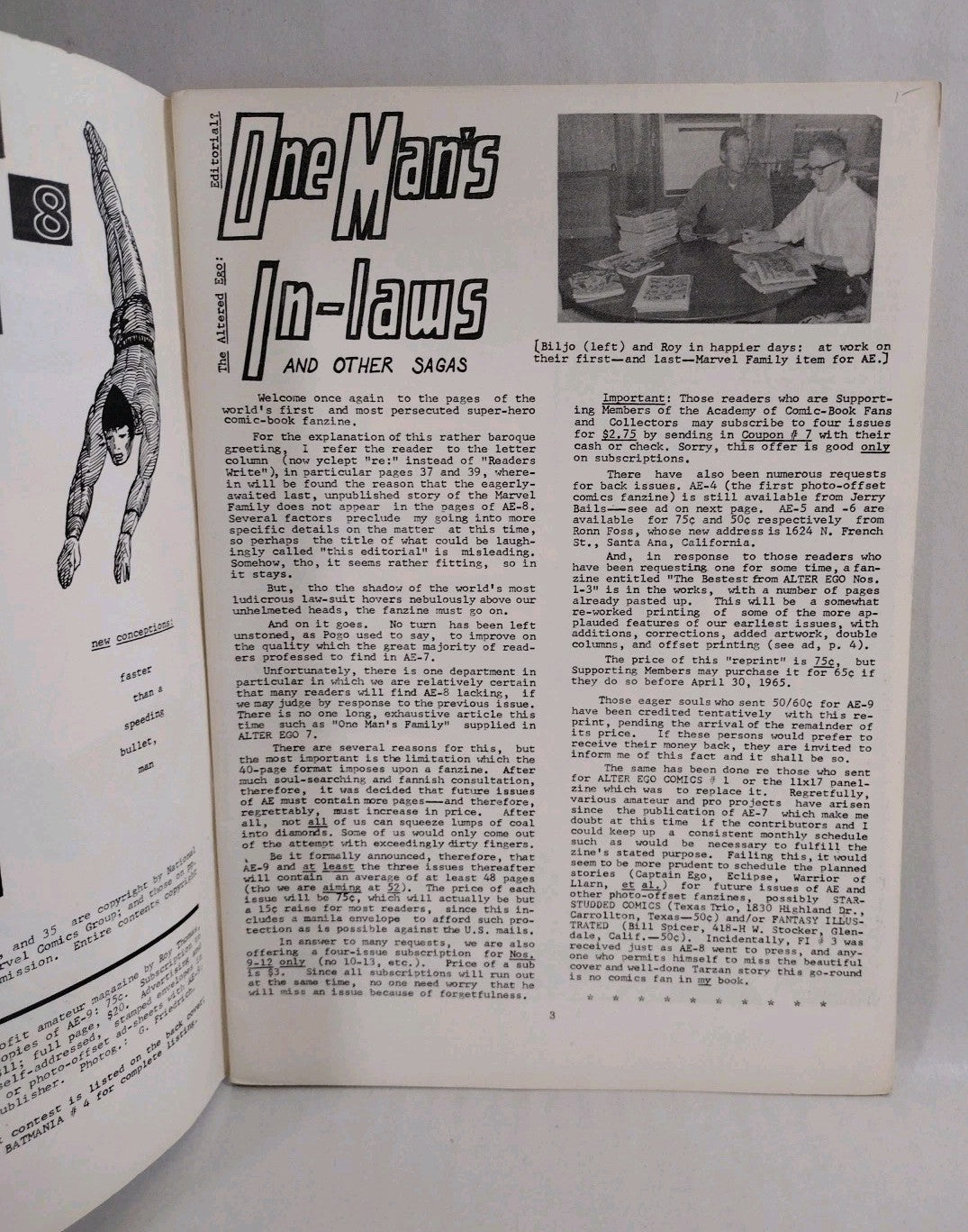 Alter Ego #8 (1965) Biljo White Black Hawk Cover Silver Age Fanzine The Eclipse 