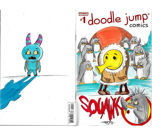 Doodle Jump Comics #1 (2014) Sketch Cover Comic W Original Dave Castr Art