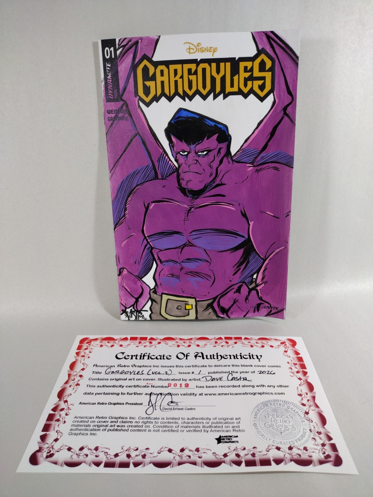 GARGOYLES 1 (2026) Sketch Cover Dynamite Comic w Goliath Original Dave Castr Art