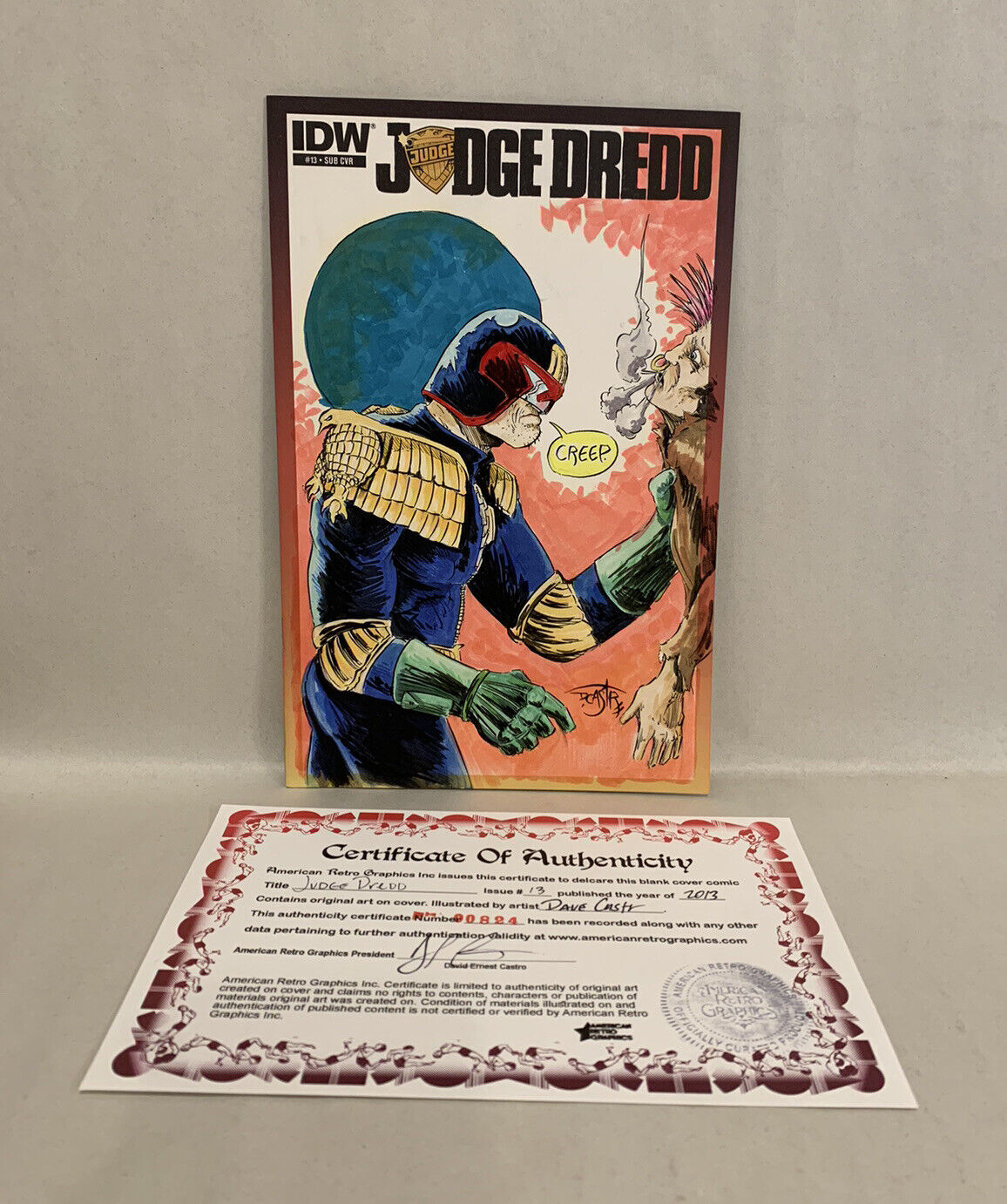 JUDGE DREDD #1 Blank Sketch Variant Cover Comic 2013 W Original Art Dave Castr