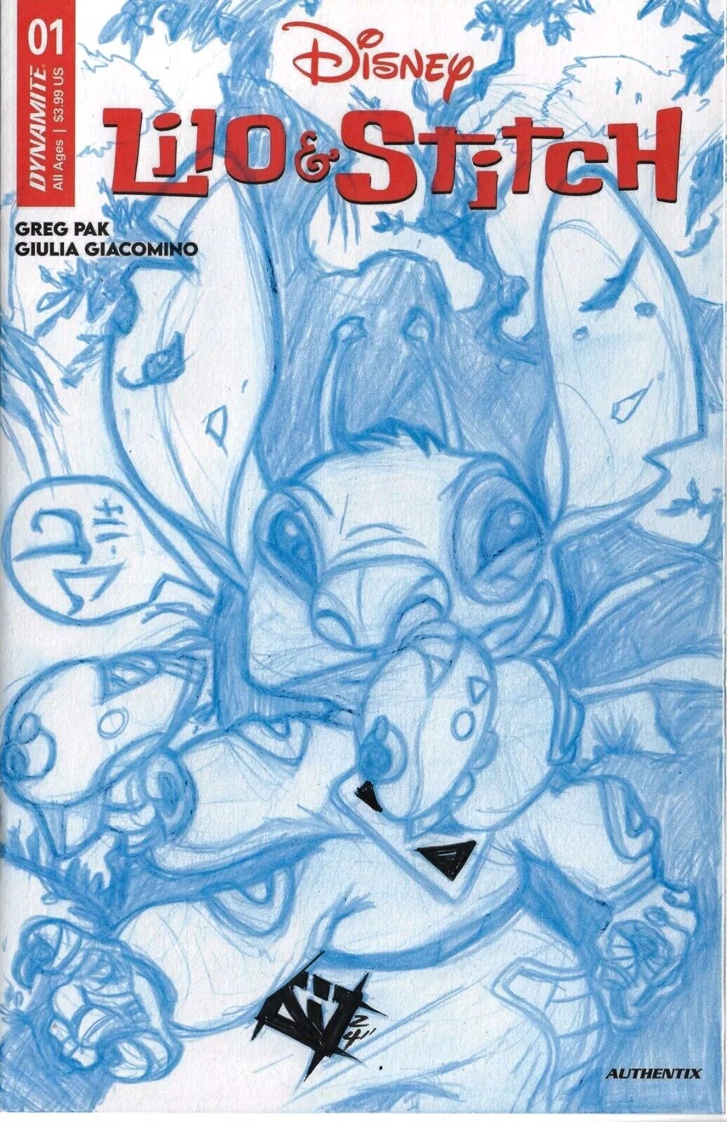 Lilo & Stitch #1 (2024) Disney Dynamite Sketch Variant Cover W JAG Original Art 