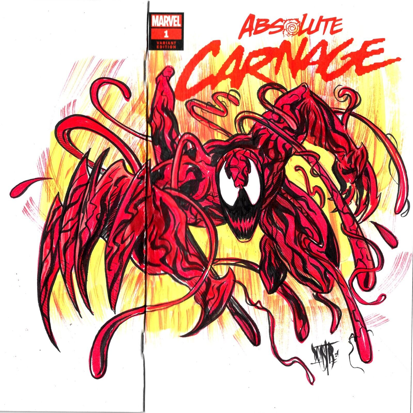 ABSOLUTE CARNAGE #1 Blank Sketch Variant Cover Comic W Original Dcastr Art