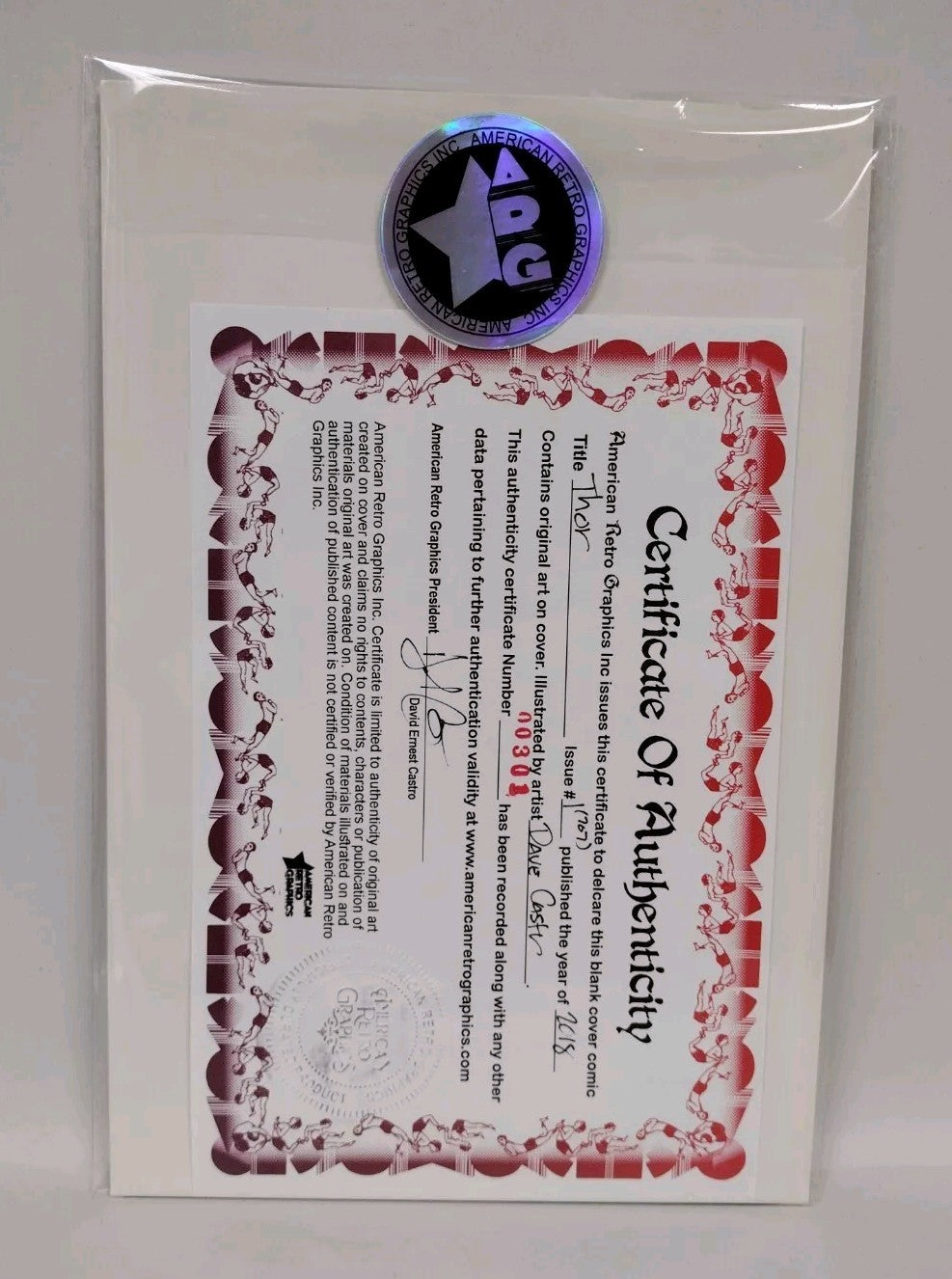 THOR #1 LGY #70 (2018) Marvel Sketch Cover Comic w Original Art Dave Castr 