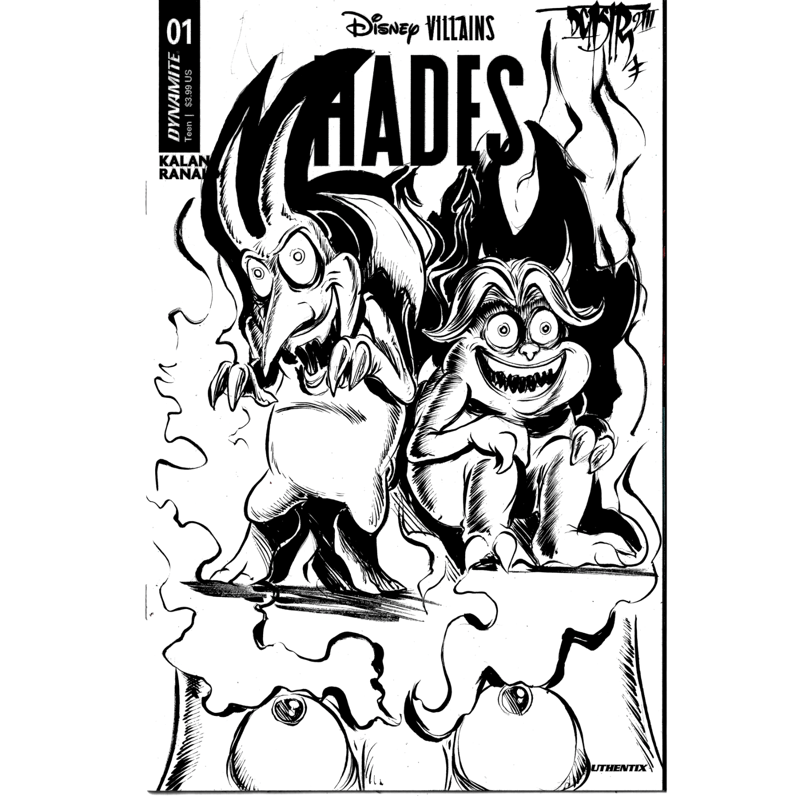 DISNEY VILLIANS HADES 1 (2023) Sketch Variant Cover Comic W Original Art DCastr